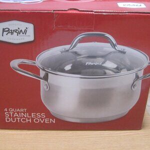 PARINI 13" Cast Iron Griddle And 4 Qt. Stainless Steel Dutch Oven NEW